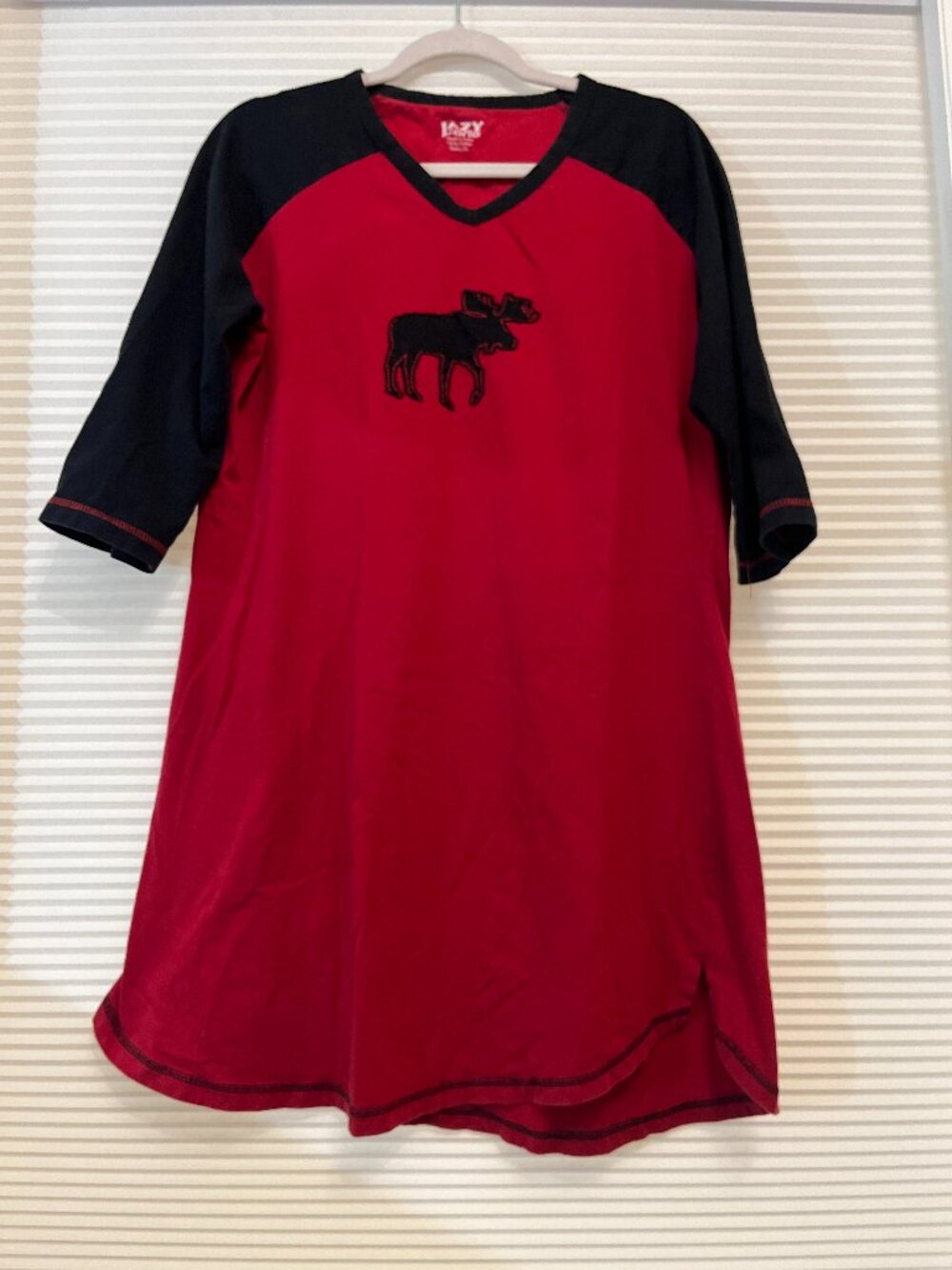 Lazy One Women's Red & Black Moose Nightshirt Pajama Dress